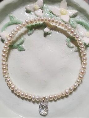 14k Briolette Gem Pearl Stretch Bracelet
